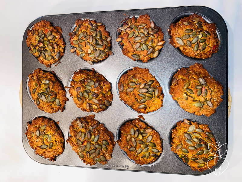 Tijgernoot kokos pompoen muffins
